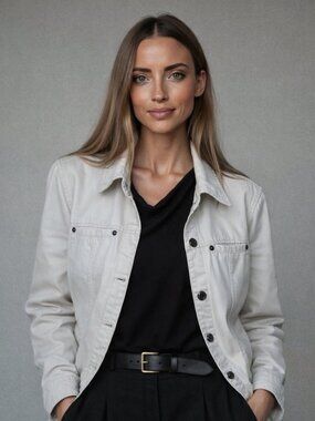 Cleo cream coloured 100% cotton spring jacket, minimalist